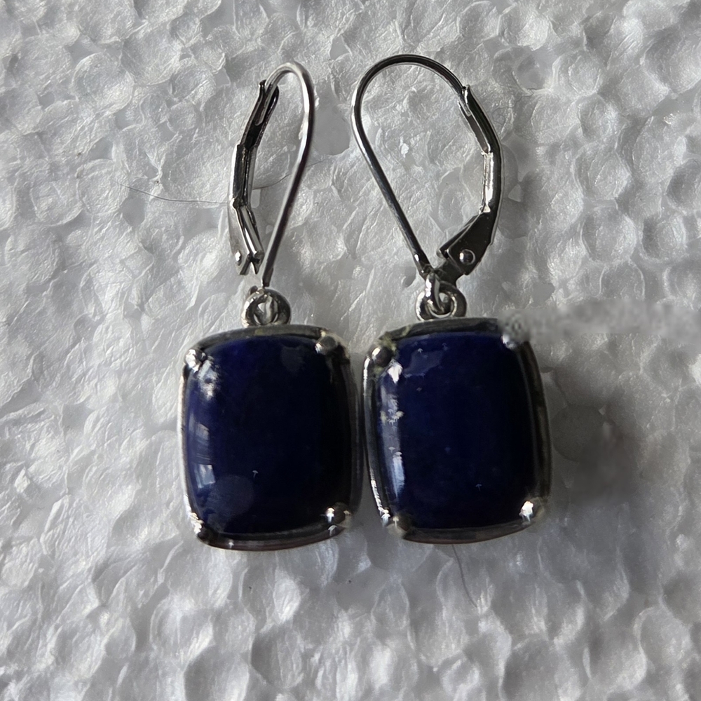 Sterling Silver Deep Blue Lapis Drop Earrings